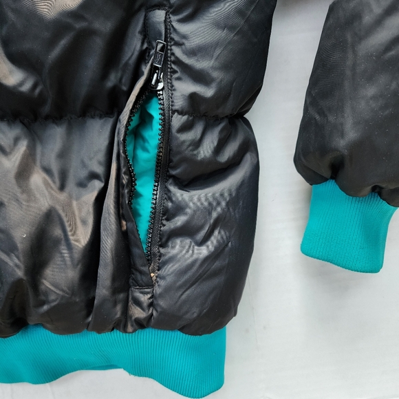 Vintage Columbia Reversible Black & Teal Insulated Down Puffer Jacket - Picture 7 of 12